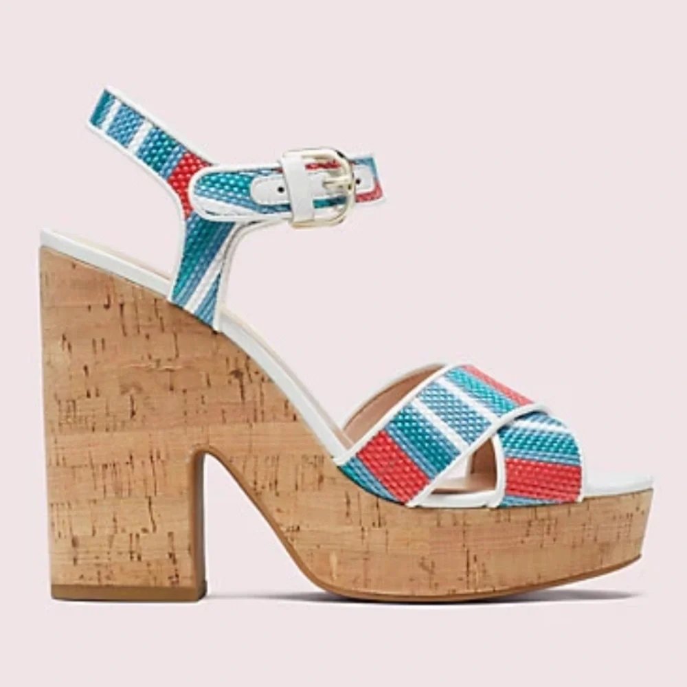 Like new Kate Spade Grace Raffia platform wedges